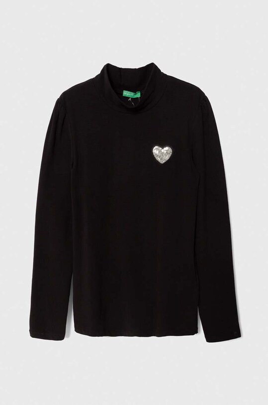 Παιδικό μακρυμάνικο United Colors of Benetton απλικέ μαύρο 3Q8DC203J.G.SEASONAL