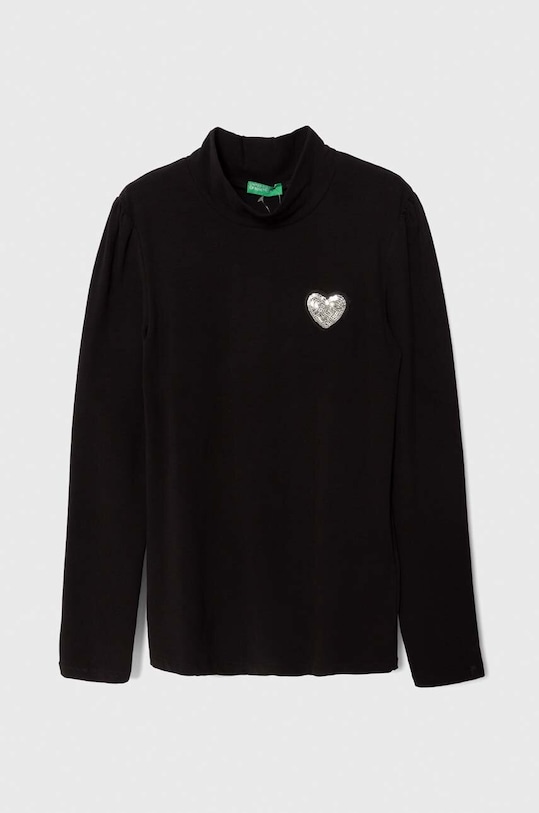 Παιδικό μακρυμάνικο United Colors of Benetton απλικέ μαύρο 3Q8DC203J.G.SEASONAL