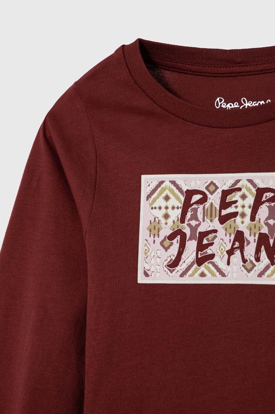 Dziewczynka Pepe Jeans longsleeve bawełniany dziecięcy PG503045 bordowy