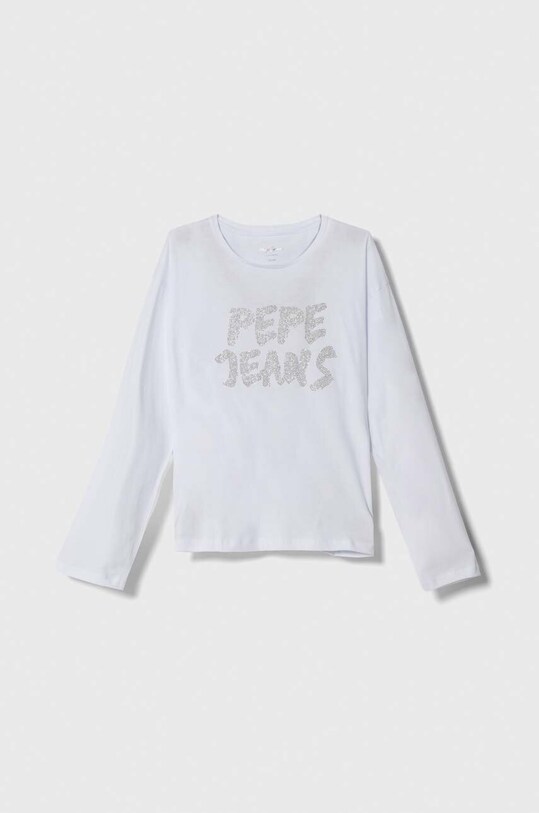 Хлопковый детский лонгслив Pepe Jeans аппликация белый PG503043