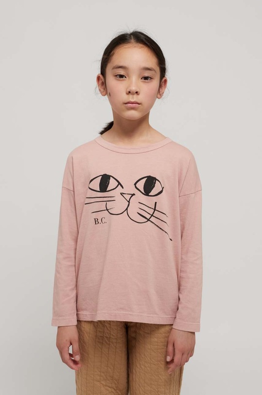 Bobo Choses longsleeve bawełniany dziecięcy nadruk różowy 223AC007