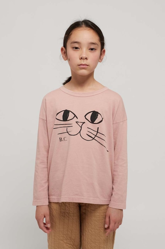 Bobo Choses longsleeve bawełniany dziecięcy nadruk różowy 223AC007