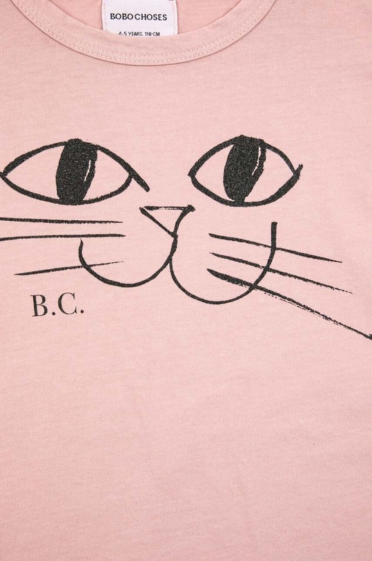 Dziewczynka Bobo Choses longsleeve bawełniany dziecięcy 223AC007 różowy