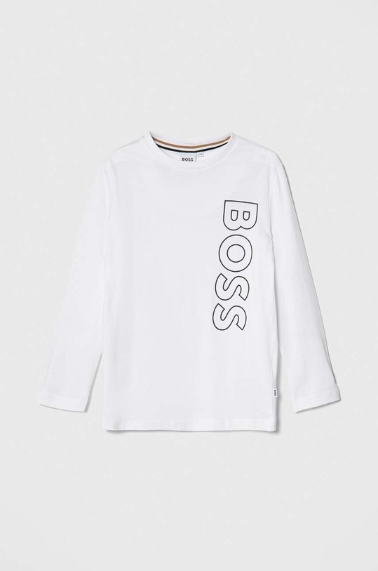 Бебешка памучна блуза с дълъг ръкав BOSS памук бял J05A21.60.81