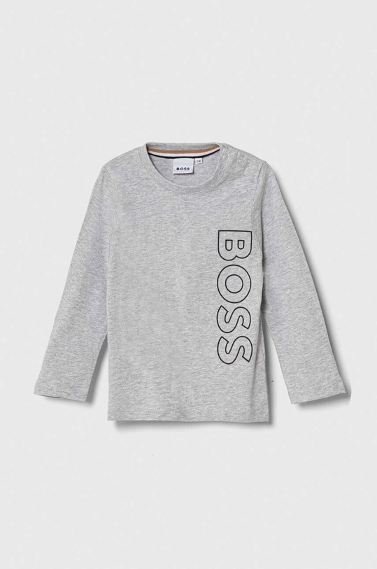BOSS longsleeve bawełniany niemowlęcy nadruk szary J05A21.60.81