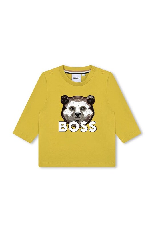 BOSS longsleeve bawełniany niemowlęcy nadruk zielony J05A22.60.81