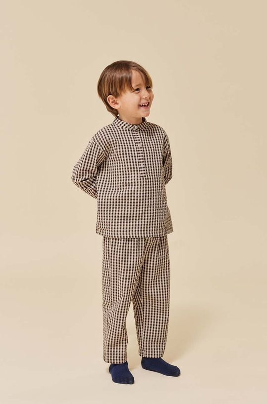 Konges Sløjd koszula bawełniana dziecięca wzorzyste brązowy KS6450