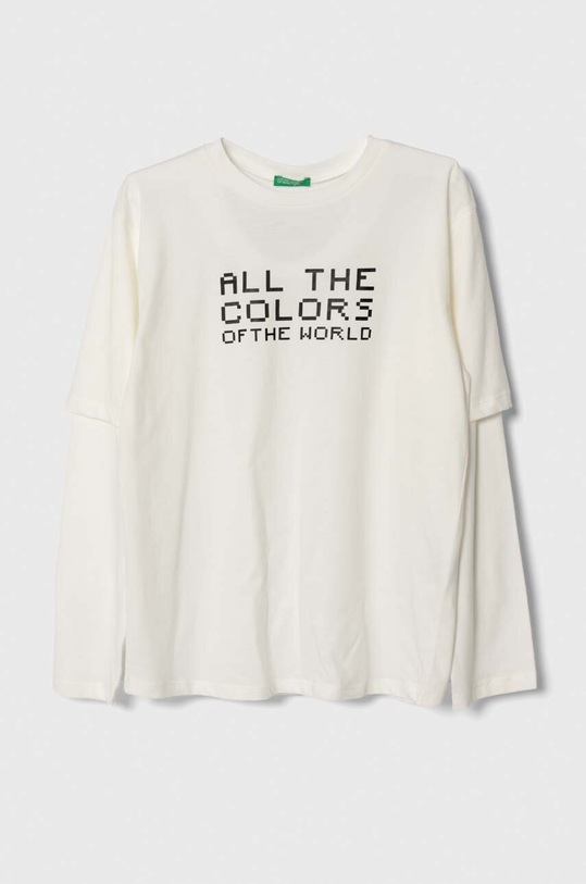 United Colors of Benetton longsleeve bawełniany dziecięcy nadruk biały 3VR5C10DH.G.SEASONAL