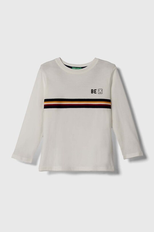 Παιδικό βαμβακερό μακρυμάνικο United Colors of Benetton απλικέ λευκό 3VR5G10AT.P.SEASONAL