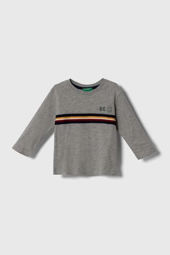 United Colors of Benetton longsleeve bawełniany dziecięcy aplikacja szary 3VR5G10AT.P.SEASONAL