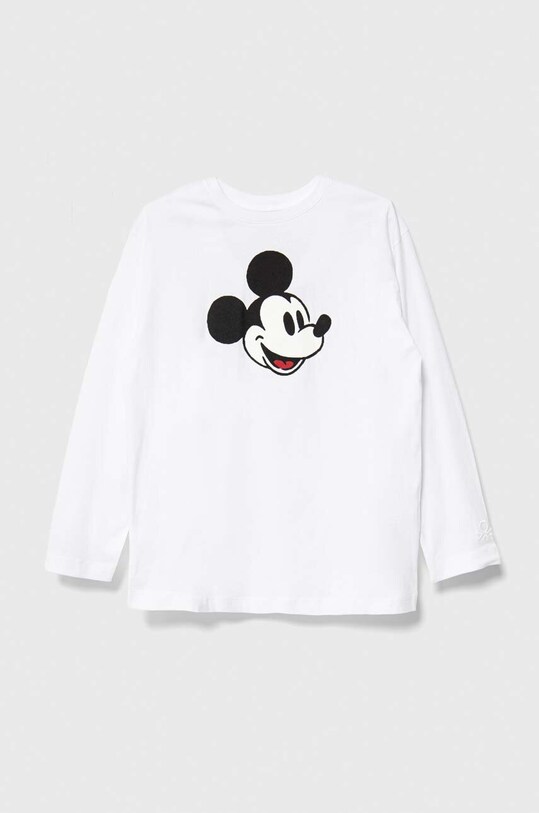 Παιδικό βαμβακερό μακρυμάνικο United Colors of Benetton x Disney στάμπα λευκό 3096C10G0.G.SEASONAL