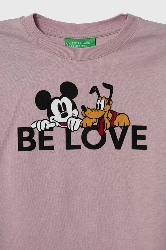 Chłopiec United Colors of Benetton longsleeve bawełniany dziecięcy x Disney 3096G10C7.P.SEASONAL różowy