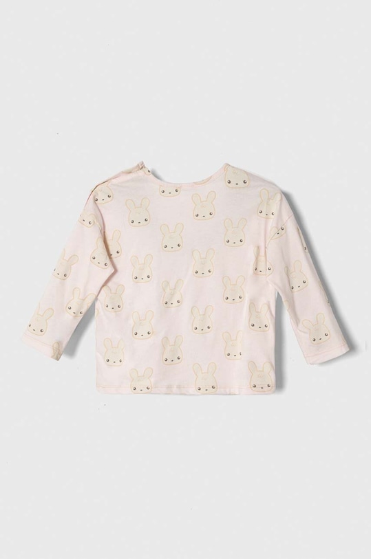 United Colors of Benetton longsleeve bawełniany niemowlęcy 3QUTA103S.W.SEASONAL różowy AW23