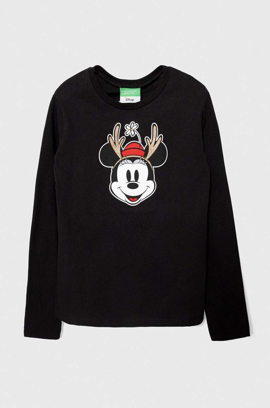 Dětské bavlněné tričko s dlouhým rukávem United Colors of Benetton x Disney kulatý černá 3VR5C10GQ.G.SEASONAL