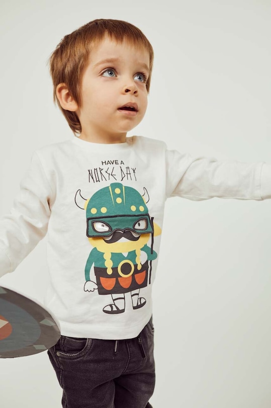 zippy longsleeve bawełniany niemowlęcy nadruk biały 3105545003