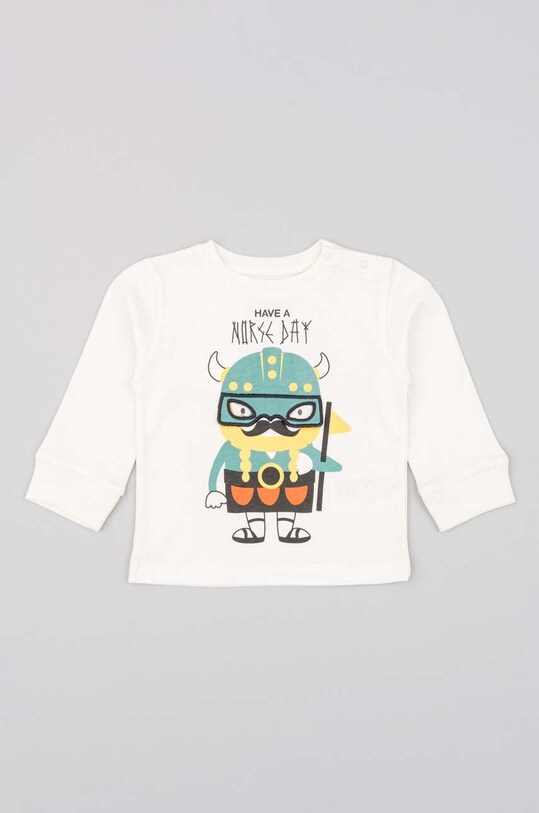 zippy longsleeve bawełniany niemowlęcy 3105545003 biały AW23