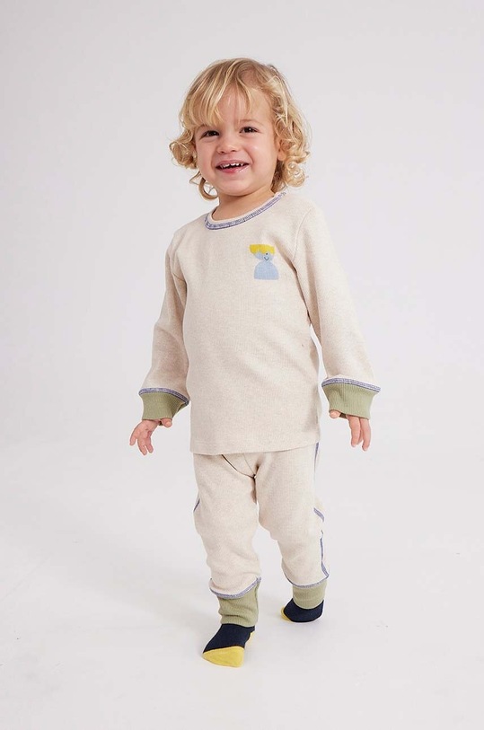 Bobo Choses longsleeve niemowlęcy z elastanem beżowy 223AB011