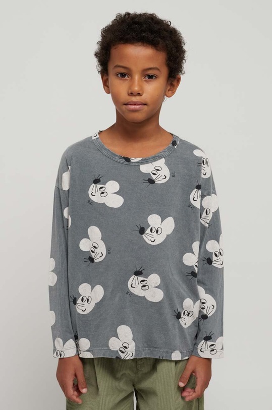 Bobo Choses longsleeve bawełniany dziecięcy wzorzyste szary 223AC016
