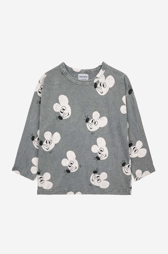 Bobo Choses longsleeve bawełniany dziecięcy 223AC016 szary AW23