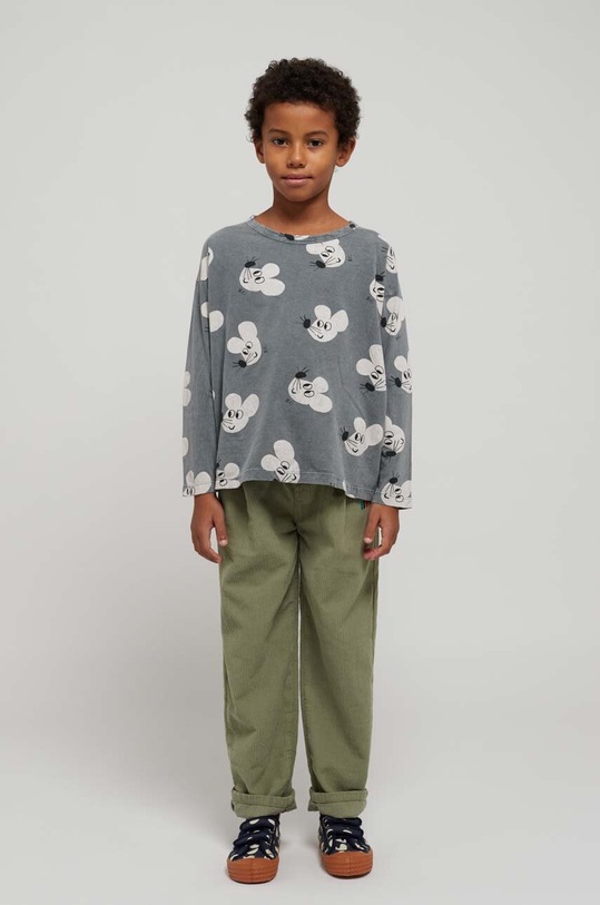 Bobo Choses longsleeve bawełniany dziecięcy szary 223AC016