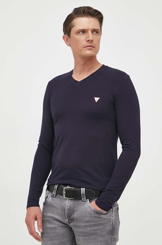 Tričko s dlhým rukávom Guess slim tmavomodrá M2YI08.J1314