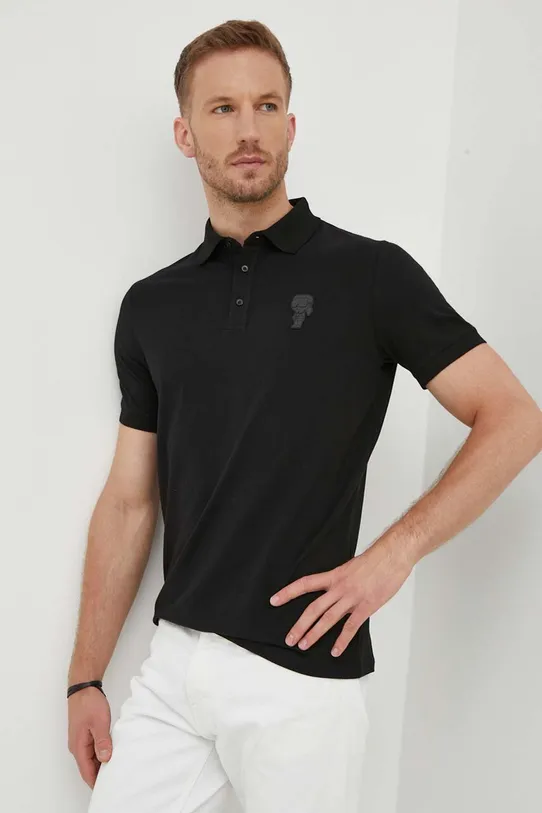 Karl Lagerfeld polo z elastanem czarny 533221.745401