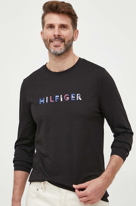 Tommy Hilfiger longsleeve bawełniany czarny MW0MW31537