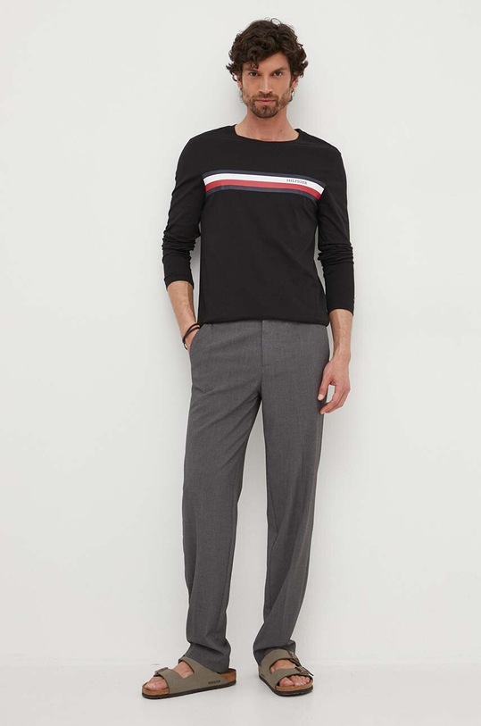 Tommy Hilfiger longsleeve din bumbac MW0MW32366 negru AW23