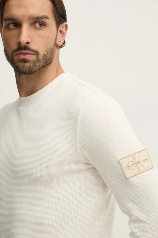 Calvin Klein Jeans hanorac de bumbac imprimeu alb J30J323485