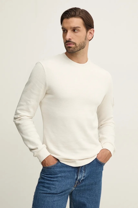 Calvin Klein Jeans hanorac de bumbac alb J30J323485