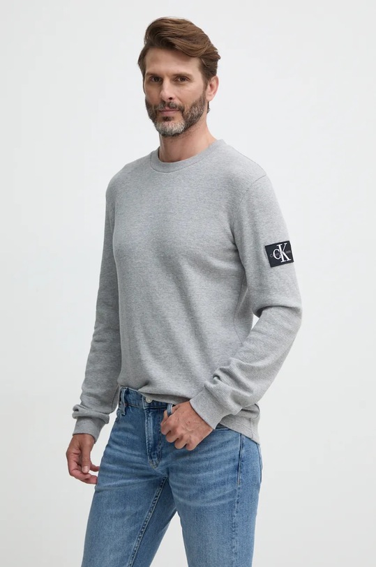 Calvin Klein Jeans hanorac de bumbac imprimeu gri J30J323485