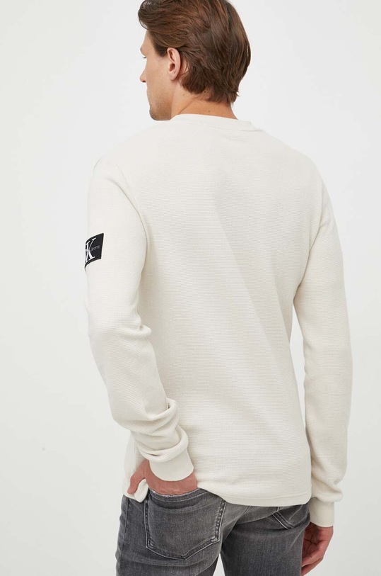 Ρούχα Βαμβακερή μπλούζα Calvin Klein Jeans J30J323485 μπεζ