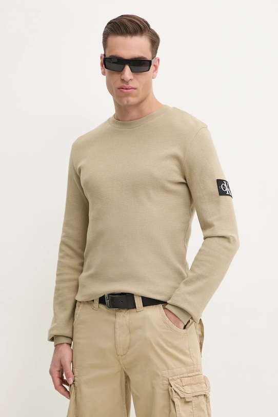 Calvin Klein Jeans bluza bawełniana aplikacja zielony J30J323485