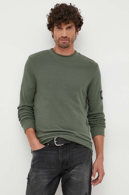 Calvin Klein Jeans bluza bawełniana zielony J30J323485