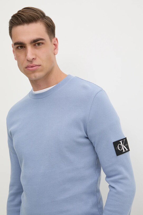 Бавовняна кофта Calvin Klein Jeans блакитний J30J323485