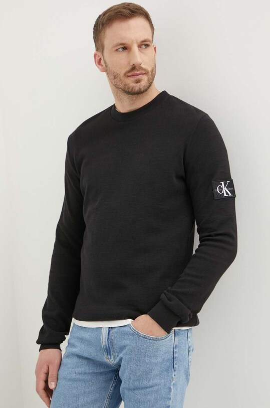 Бавовняна кофта Calvin Klein Jeans чорний J30J323485