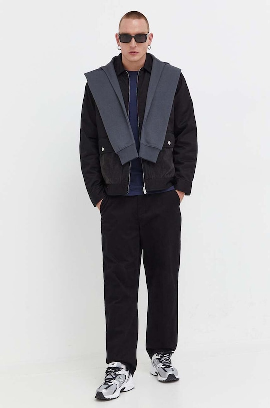 Памучна блуза с дълги ръкави Tommy Jeans DM0DM16879 тъмносин AW23