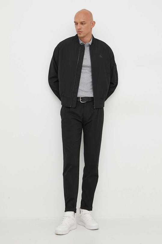 Bavlněné tričko s dlouhým rukávem BOSS 50485162 šedá AW23