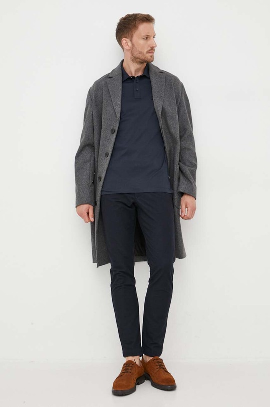BOSS longsleeve bawełniany 50485162 granatowy AW23