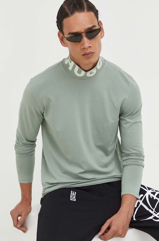 HUGO longsleeve z elastanem zielony 50494128