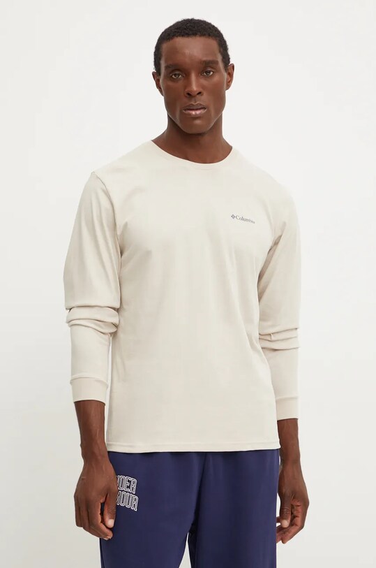 Columbia longsleeve din bumbac CSC Seasonal Logo print bej 2013545