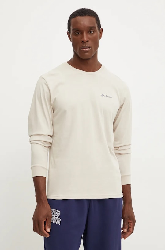 Хлопковый лонгслив Columbia CSC Seasonal Logo хлопок бежевый 2013545