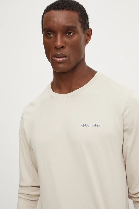 Columbia longsleeve din bumbac CSC Seasonal Logo bej 2013545