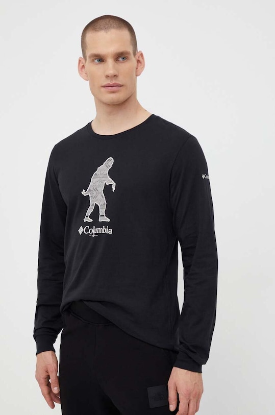 Памучна блуза с дълги ръкави Columbia черен 2013545