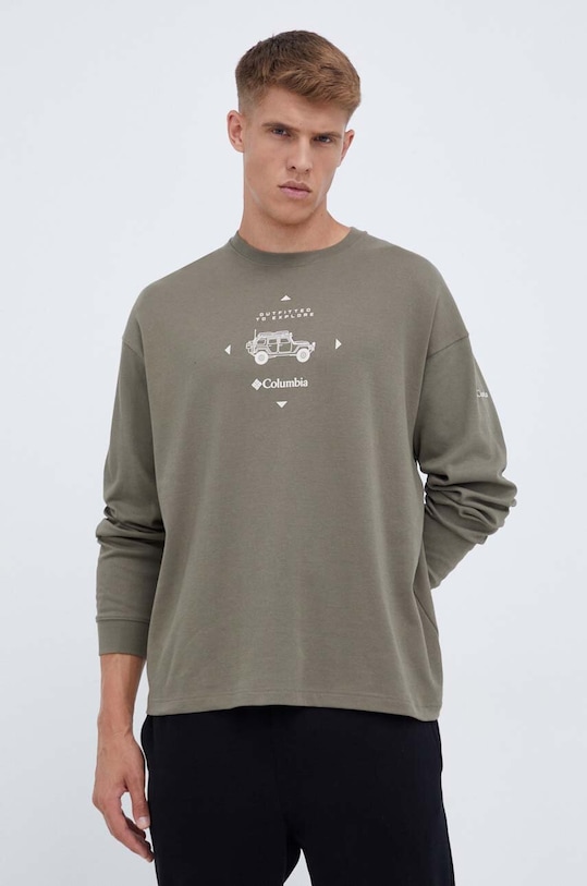 Лонгслив Columbia relaxed зелёный 2029674
