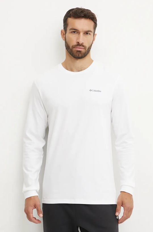 Bavlněné tričko s dlouhým rukávem Columbia 2054553 bílá AW25
