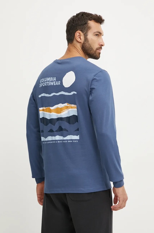 Columbia longsleeve bawełniany niebieski 2054553