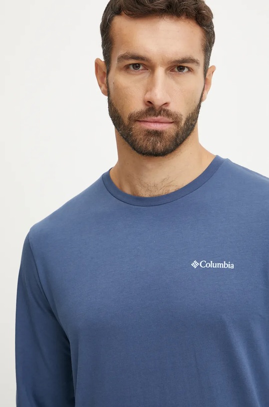 Odzież Columbia longsleeve bawełniany 2054553 niebieski