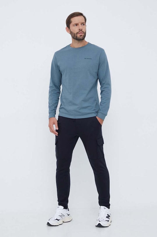 Columbia longsleeve bawełniany 2054553 niebieski AW25