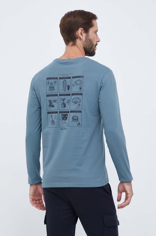 Odzież Columbia longsleeve bawełniany 2054553 niebieski